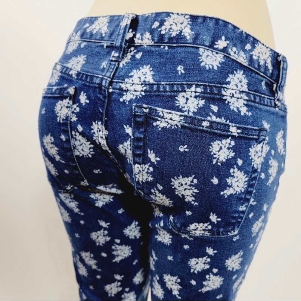 J. Crew Indigo Floral Matchstick Jeans - Picture 4 of 16